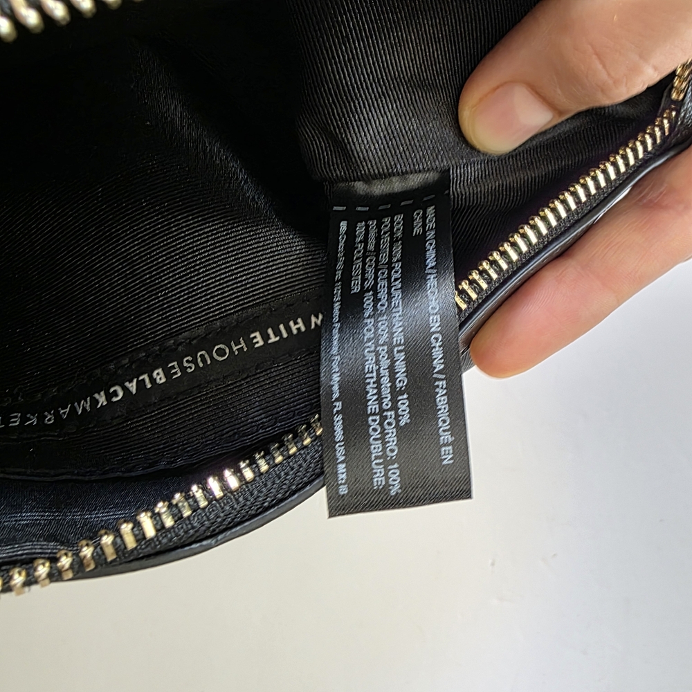 White House Black Market Black Vegan Leather Wristlet Sunflowers Flowers NWOT - Picture 5 of 6